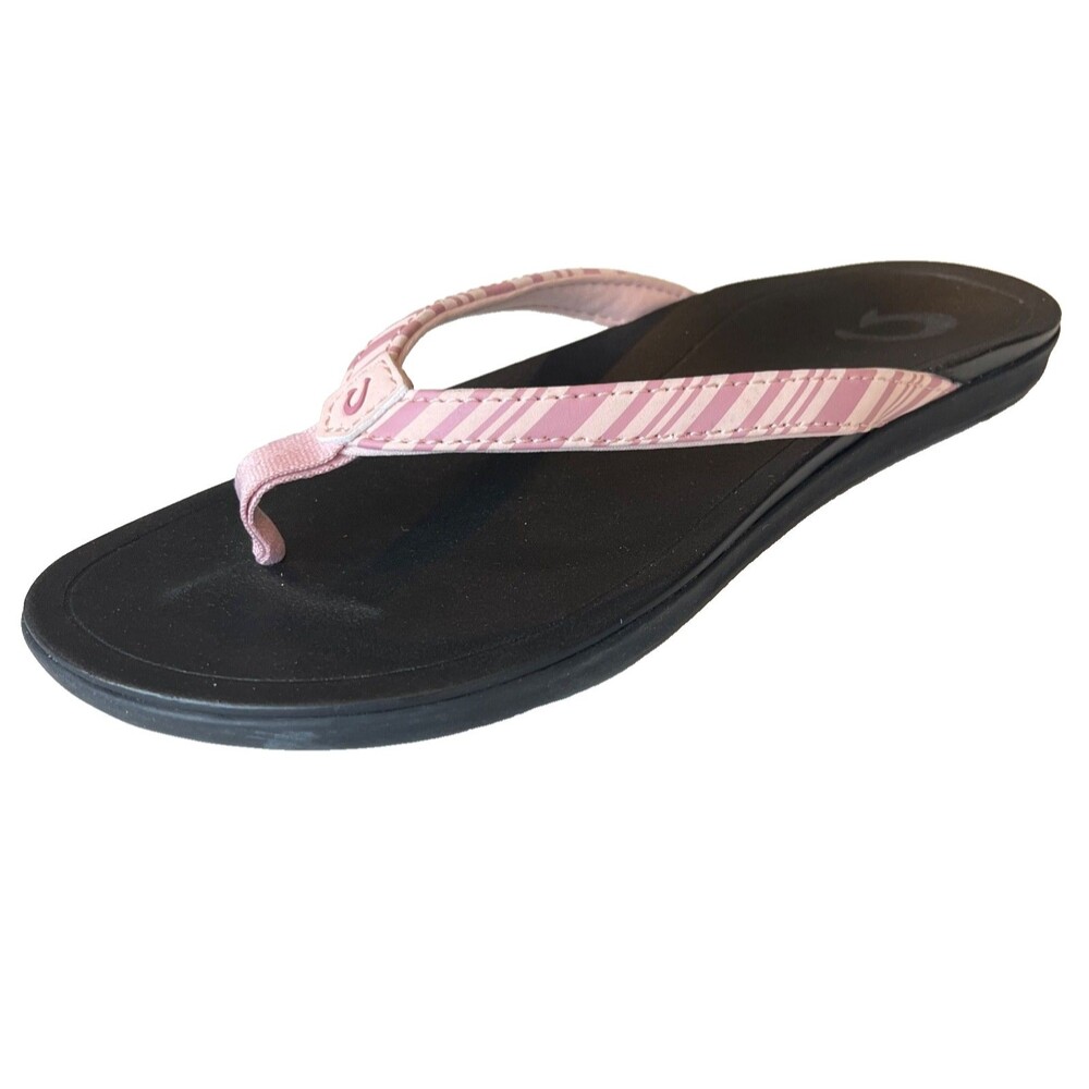 Olukai Ho'opio Pink Clay Stripe Sandals Women Size 7